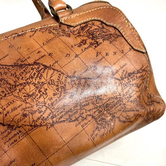 Patricia Nash Vintage Signature Map Print Satchel Italian Leather Bag - Picture 6 of 11